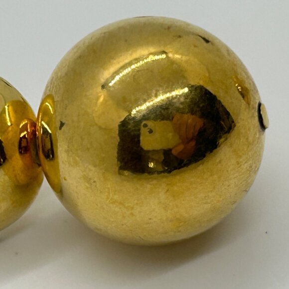 Vintage Gold-tone Double Ball Earrings Screw Back Statement 1960 Mod Design MCM - Picture 11 of 13